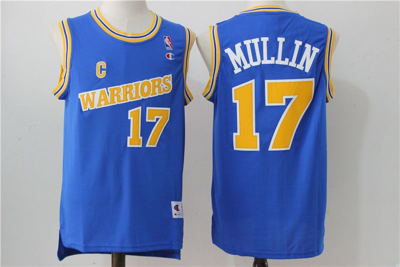 Men Golden State Warriors #17 Mullin Blue Throwback NBA Jerseys->golden state warriors->NBA Jersey